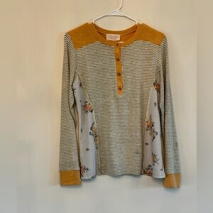 Three Birds Nest Striped Floral Long Sleeve Top